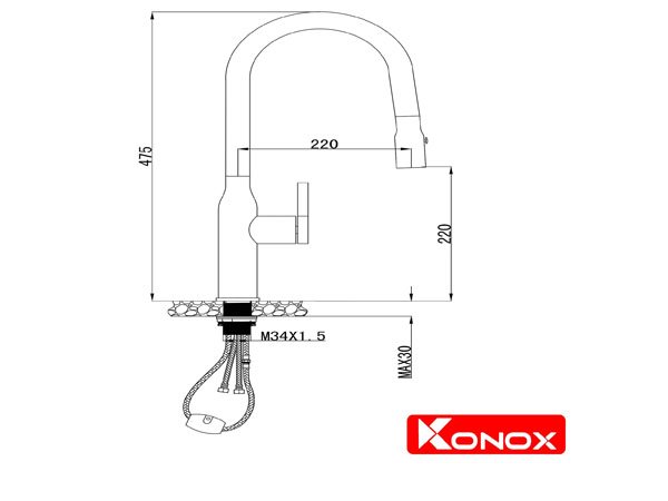 Vòi rửa bát Konox KN1225BG 2