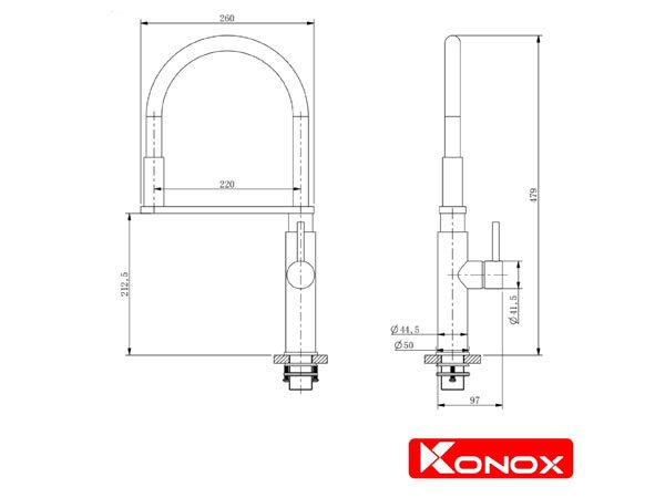 Vòi rửa bát Konox KN1618 2