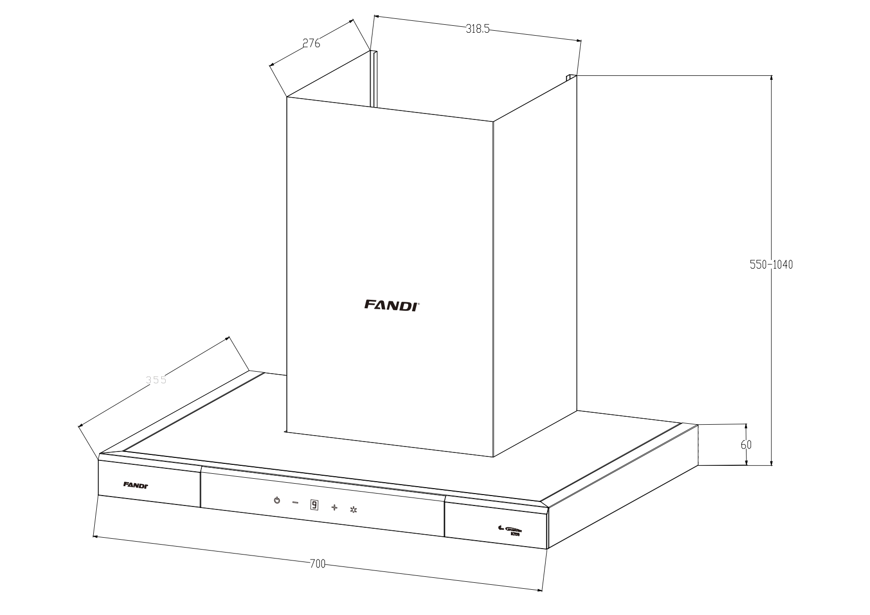 ảnh kt ECPR70-V2 Máy hút mùi FANDI ECPR70 5